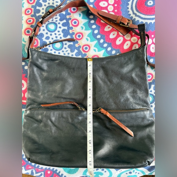 Cynthia Rowley Black Pebbled Leather Hobo Shoulder Bag with Brown Accents EUC - Picture 8 of 13